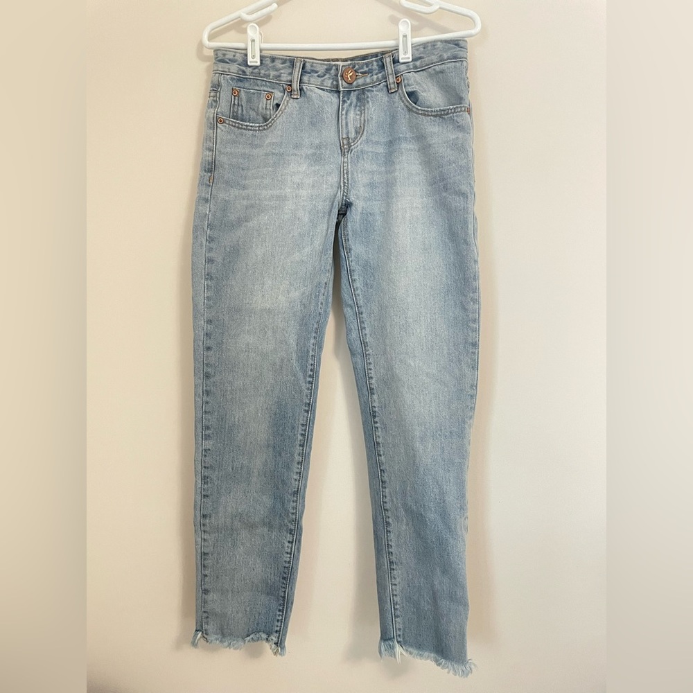 One Teaspoon Awesome Baggies Low Waist Mid Rise Denim Jeans Raw Hem Sz 27